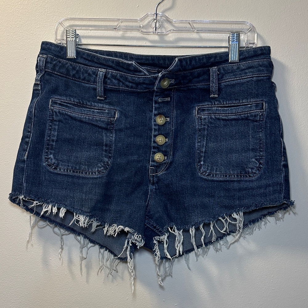 Pilcro by Anthropologie Women’s High Rise Slim Distressed Button Fly Short Sz 30